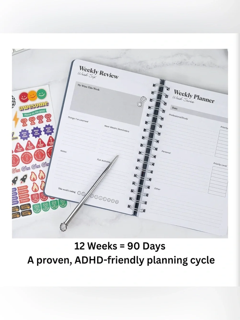 NWT Joytiva 12-Week Cycle Undated ADHD Planner for Neurodivergent Adults